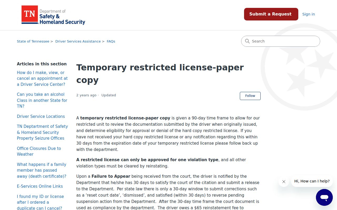 Fentress County traffic warrants: official Tennessee failure-to-appear guidance