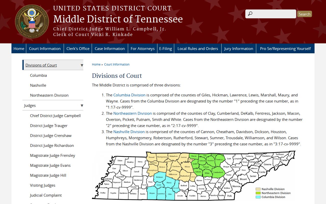 Fentress County arrest warrant records: Middle District federal division