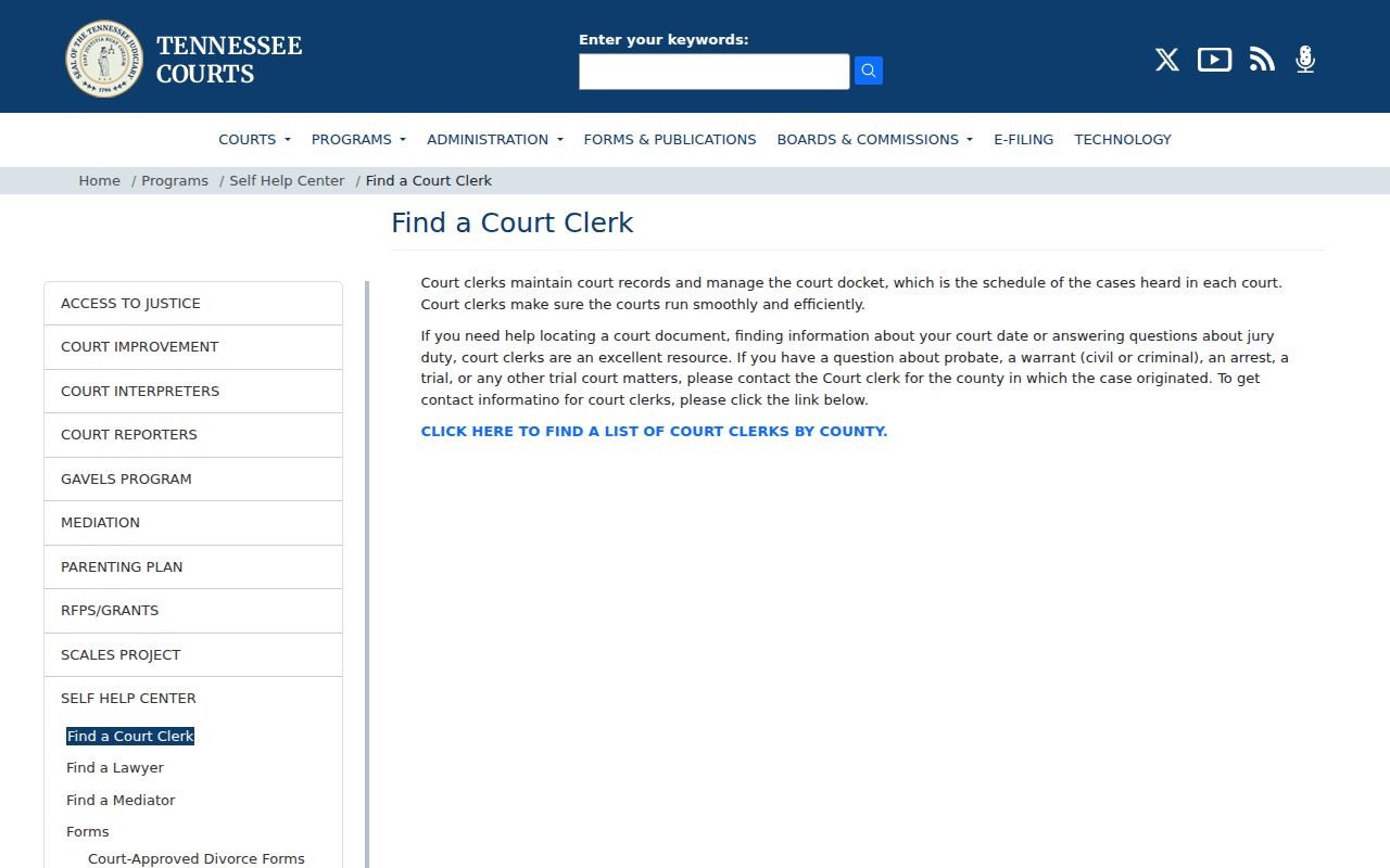 Fentress County active warrant search: Tennessee court clerk guidance